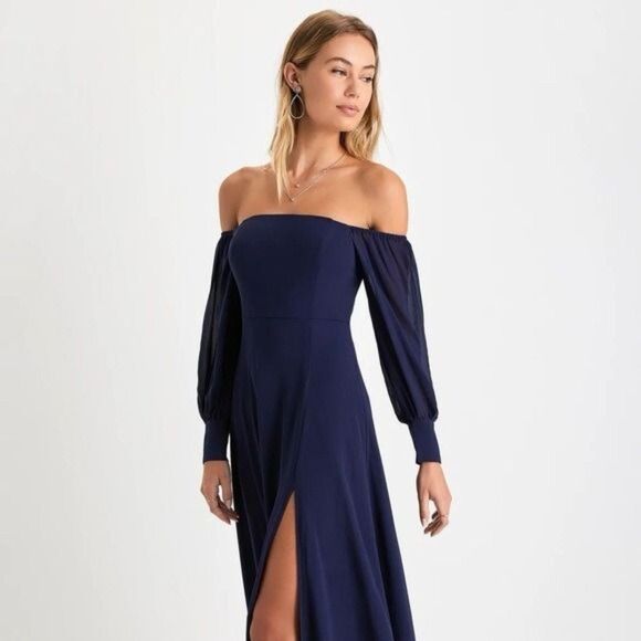 Lulus Feel the Romance Navy Blue Off-the-Shoulder Maxi Dress Size 3X NEW - Picture 12 of 12